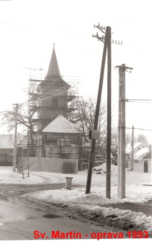 Oprava kostela sv. Martina v roce 1993