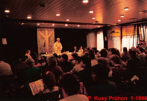 P. Kusý, mše v KC Průhon, leden 1996