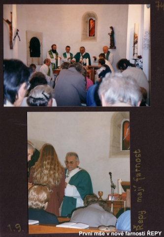 První mše v nové farnosti Řepy, 1. září 1996